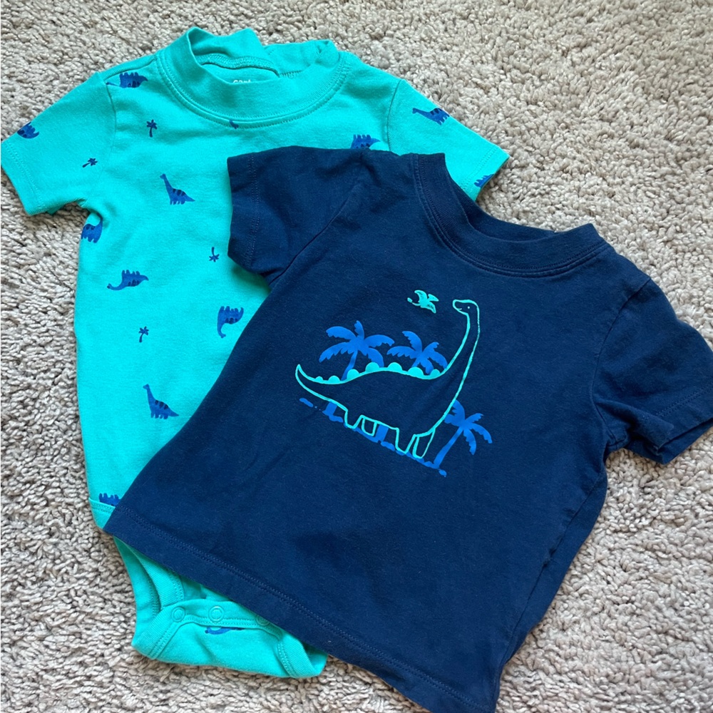Dinosaur Print T-Shirts - Blue & Teal